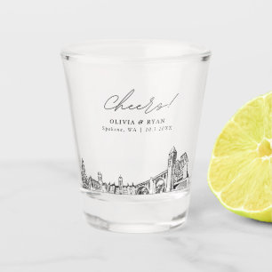 Spokane bruiloft gunst gepersonaliseerd gejuich shot glas