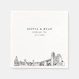 Spokane bruiloft minimalistisch papier servet