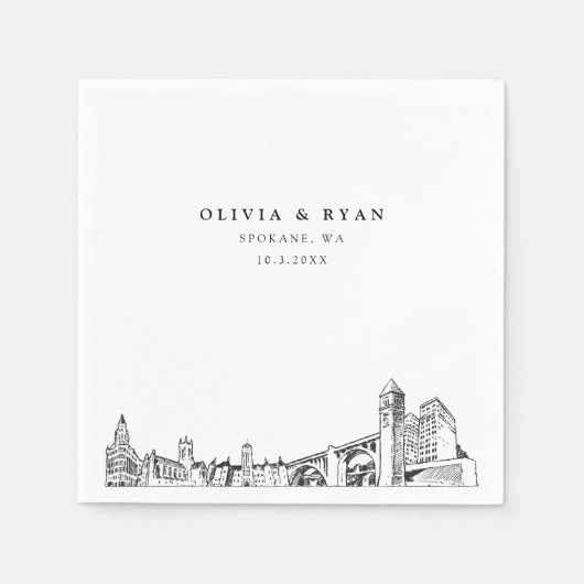 Spokane bruiloft minimalistisch papier servet (Voorkant)