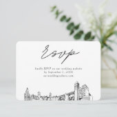 Spokane Bruiloft Minimalistische Schets RSVP Informatiekaartje (Staand voorkant)