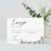 Spokane Bruiloft Traditionele RSVP Maaltijd Optie Informatiekaartje (Staand voorkant)