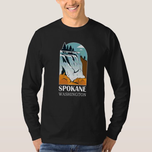 Spokane Falls Washington Waterval Rivier T-shirt (Voorkant)