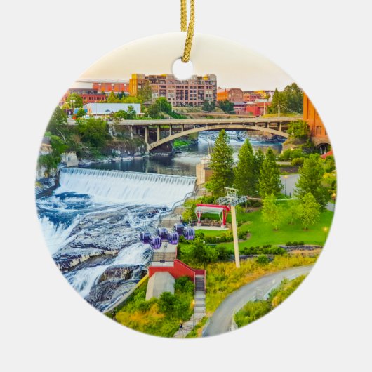 Spokane Herfsten Ornament met kerstbomen in Washin (Voorkant)