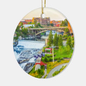 Spokane Herfsten Ornament met kerstbomen in Washin (Links)