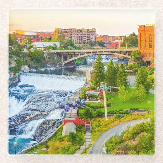 Spokane Herfsten Washington Glass Onderzetter (Voorkant)