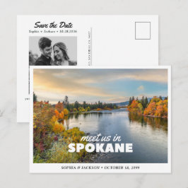 Spokane Huwelijk Bewaar de Datum Reis Retro Briefkaart