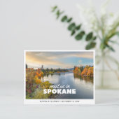 Spokane Huwelijk Bewaar de Datum Reis Retro Briefkaart (Staand voorkant)