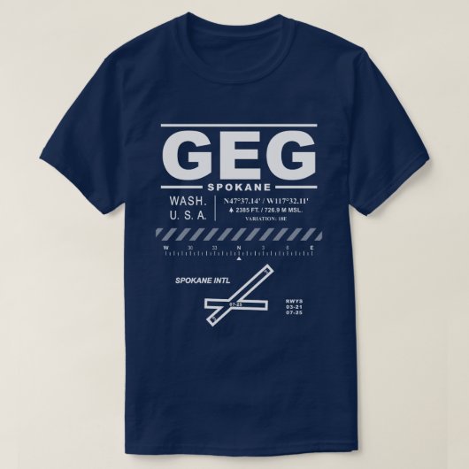 Spokane International Airport GEG Tee Shirt (Design voorkant)