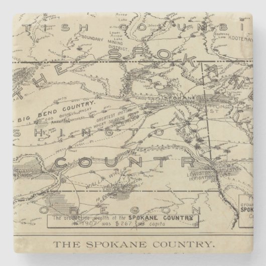Spokane Land Stenen Onderzetter (Voorkant)