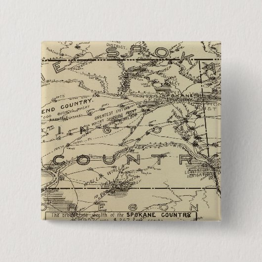 Spokane Land Vierkante Button 5,1 Cm (Voorkant)
