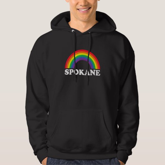 Spokane Rainbow LGBTQ Gay Pride Lesbians Queer Hoodie (Voorkant)