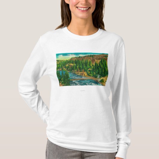 Spokane River en Suspension Foot Bridge T-shirt (Voorkant)