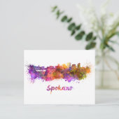Spokane skyline in watercolor briefkaart (Staand voorkant)