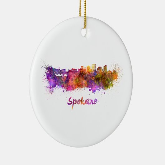 Spokane skyline in watercolor keramisch ornament (Rechts)