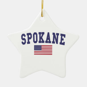 Spokane US Flag Keramisch Ornament