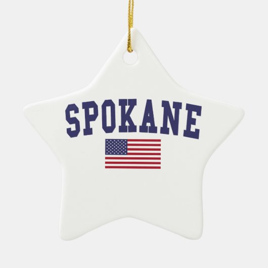 Spokane US Flag Keramisch Ornament (Voorkant)