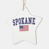Spokane US Flag Keramisch Ornament (Links)