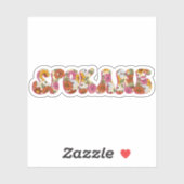 Spokane WA Bright roze Boho Hippie Floral City Sticker (Vel)