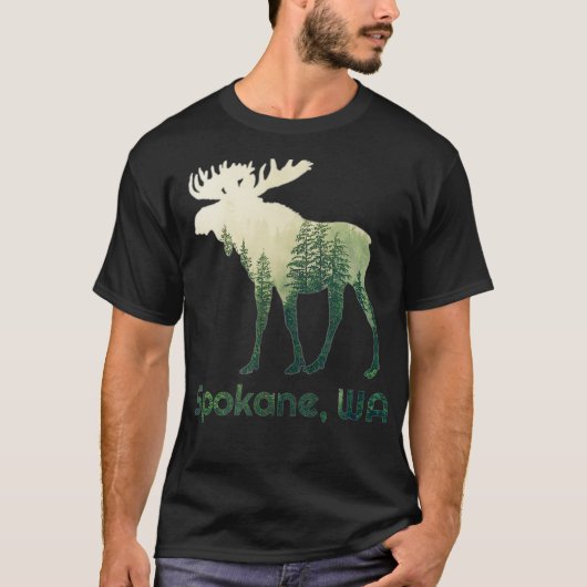 Spokane WA Moose Bos Tree Hunter Wildlife T-shirt (Voorkant)