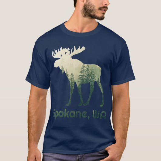Spokane WA Moose Forest Tree Hunter Wildlife T-shirt (Voorkant)
