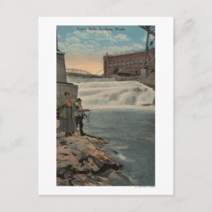 Spokane, WA - Paar Gevist op onderste Herfsten Briefkaart