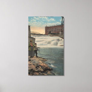 Spokane, WA - Paar Gevist op onderste Herfsten Canvas Afdruk