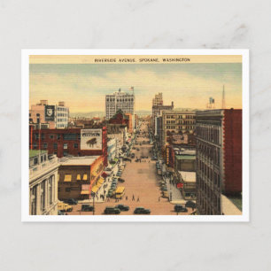 Spokane WA, Riverside Ave 1942  geïnspireerd Briefkaart