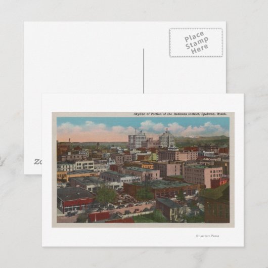 Spokane, WA - Skyline Uitzicht of Downtown Briefkaart (Voorkant / Achterkant)