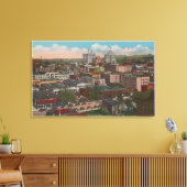 Spokane, WA - Skyline Uitzicht of Downtown Canvas Afdruk (Insitu (Woonkamer))