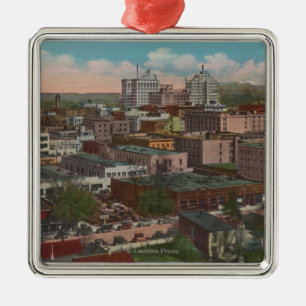 Spokane, WA - Skyline Uitzicht of Downtown Metalen Ornament