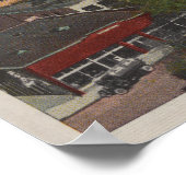 Spokane, WA - Skyline Uitzicht of Downtown Poster (Hoek)