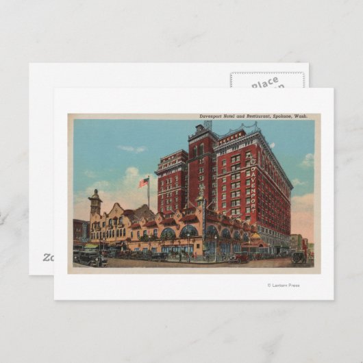 Spokane, WA - Uitzicht Davenport Hotel #1 Briefkaart (Voorkant / Achterkant)