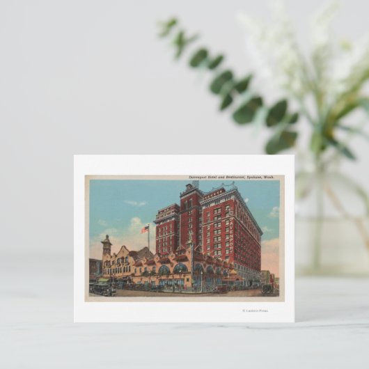 Spokane, WA - Uitzicht Davenport Hotel #1 Briefkaart (Staand voorkant)