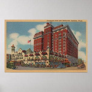 Spokane, WA - Uitzicht Davenport Hotel #2 Poster