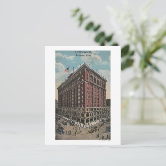 Spokane, WA - Uitzicht Davenport Hotel Briefkaart (Staand voorkant)
