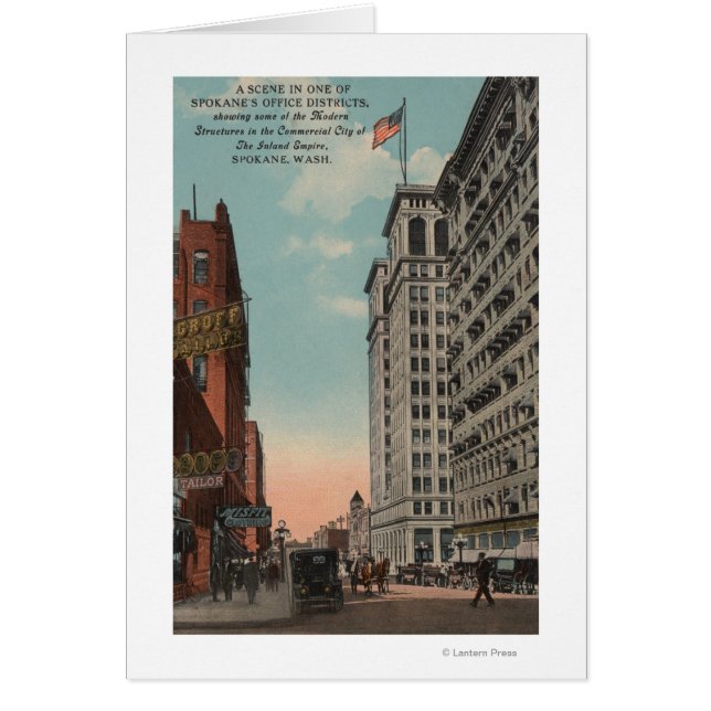 Spokane, WA - Uitzicht in het centrum met horeca (Voorkant)