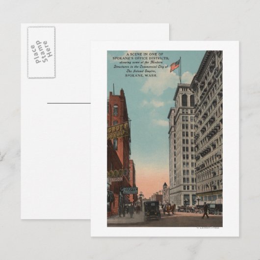 Spokane, WA - Uitzicht in het centrum met horeca Briefkaart (Voorkant / Achterkant)