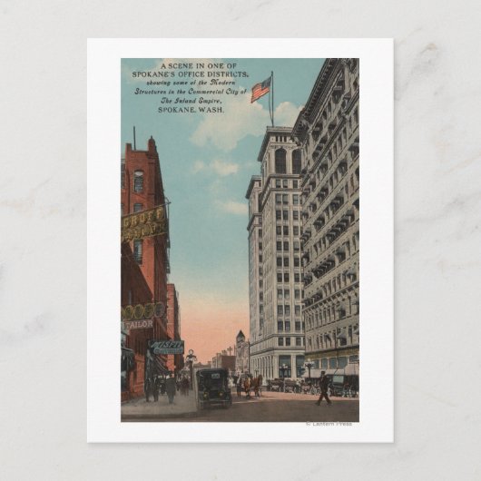 Spokane, WA - Uitzicht in het centrum met horeca Briefkaart (Voorkant)