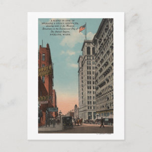 Spokane, WA - Uitzicht in het centrum met horeca Briefkaart