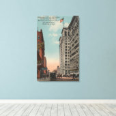 Spokane, WA - Uitzicht in het centrum met horeca Canvas Afdruk (Insitu (Houten vloer))