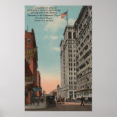 Spokane, WA - Uitzicht in het centrum met horeca Poster (Voorkant)