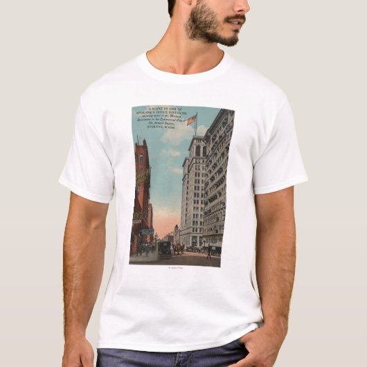 Spokane, WA - Uitzicht in het centrum met horeca T-shirt (Voorkant)