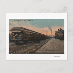 Spokane, WA - Uitzicht van N. Pacific Train & Depo Briefkaart