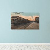 Spokane, WA - Uitzicht van N. Pacific Train & Depo Canvas Afdruk (Insitu (Houten vloer))