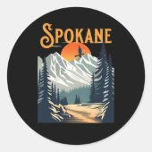 Spokane wandelen ronde sticker (Voorkant)