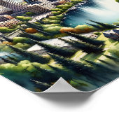 Spokane Washington Beroemde Reisplaatsen waterverf Poster (Hoek)