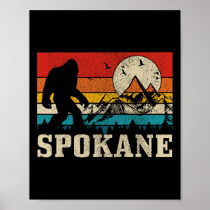 Spokane Washington Bigfoot  Mountain Hunter Poster