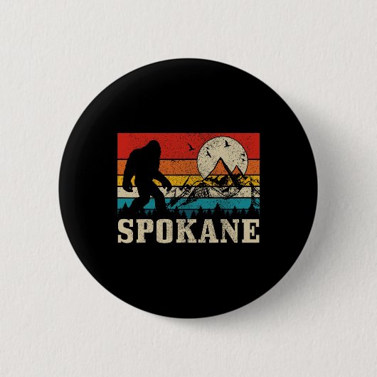 Spokane Washington Bigfoot  Mountain Hunter Ronde Button 5,7 Cm (Voorkant)