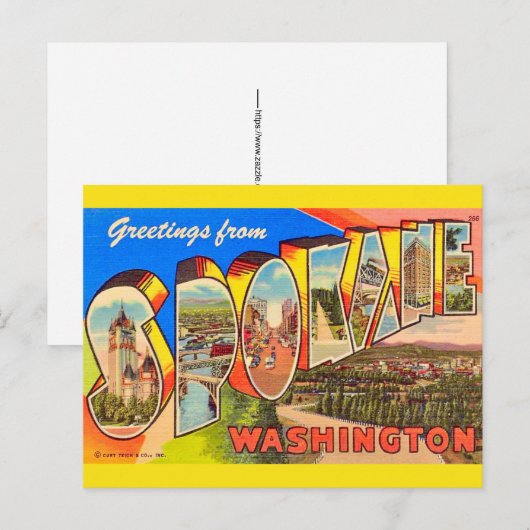 Spokane Washington Briefkaart (Voorkant / Achterkant)
