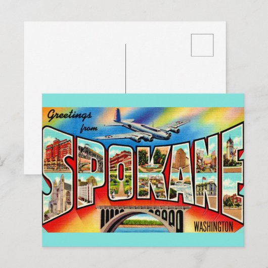 Spokane Washington Briefkaart (Voorkant / Achterkant)